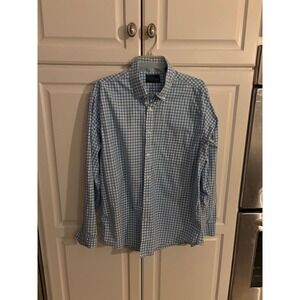 Charleston Threads Mens Long Sleeve Gingham Button Down Shirt Blue White‎ XL